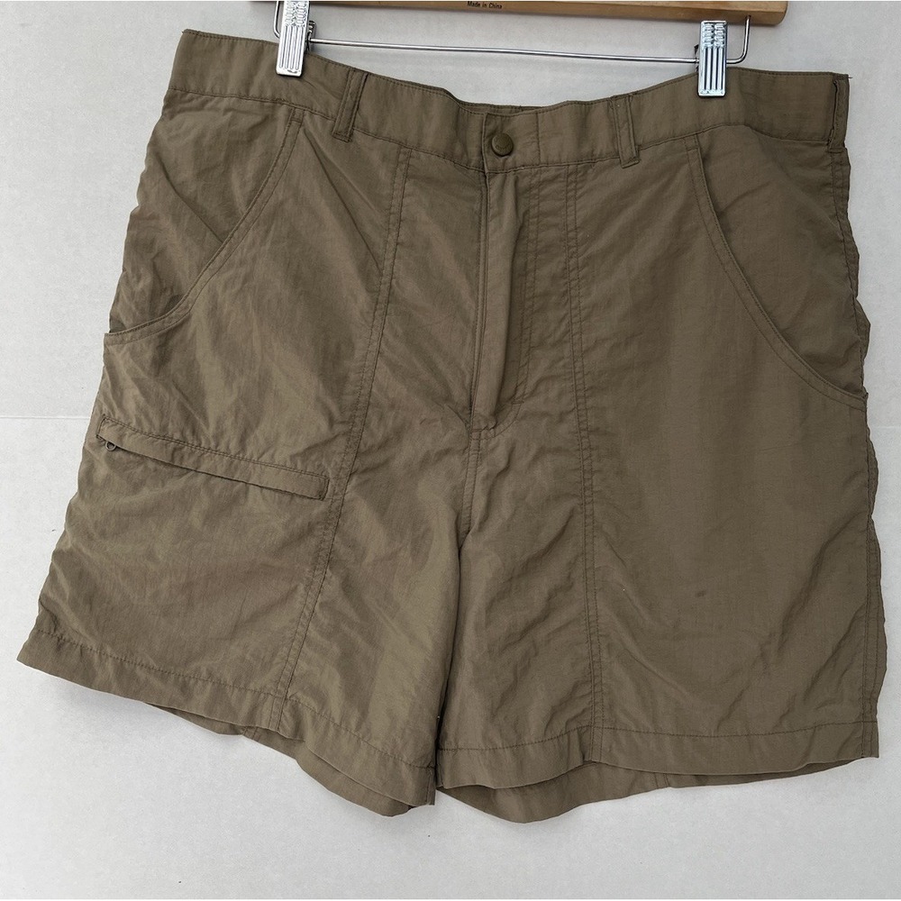 Cabela's Outdoor Hiking Shorts Mens Medium Brown Nylon Cargo Pockets Quick Dry‎